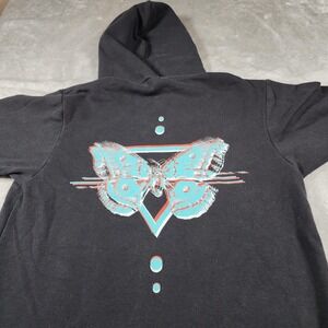 VINTAGE Bassnectar Hoodie Mens Medium Black Zip‎ Up DJ EDM Techno Coachella USA